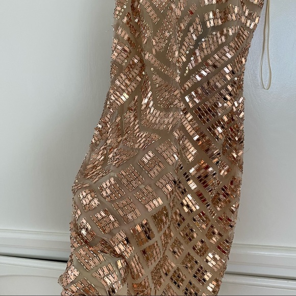 Basix Black Label New Years Champagne Spaghetti Strap Mirror Dress - Picture 5 of 10